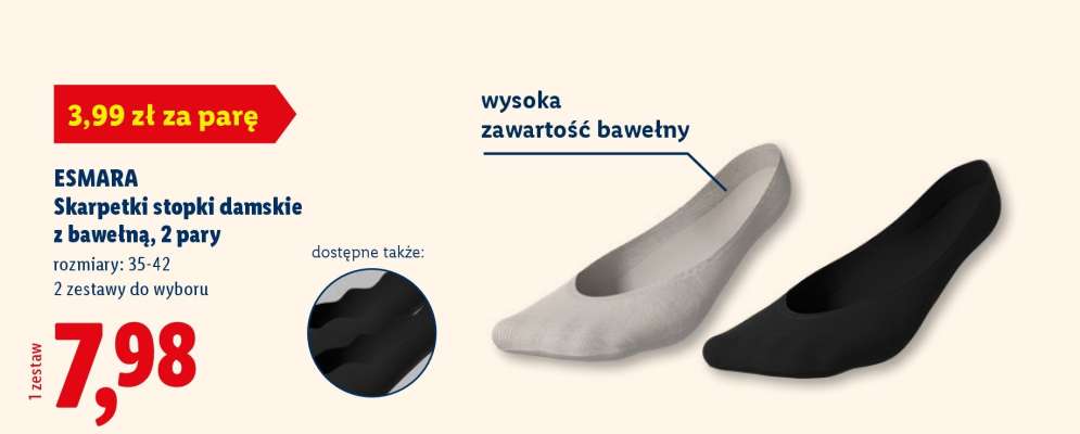 ESMARA Skarpetki stopki damskie z bawełną, 2 pary