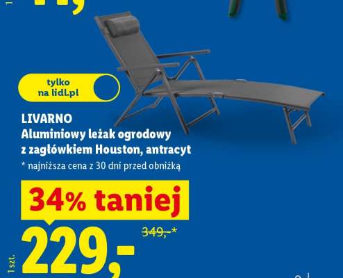 LIVARNO Aluminiowy leżak ogrodowy z zagłówkiem Houston, antracyt