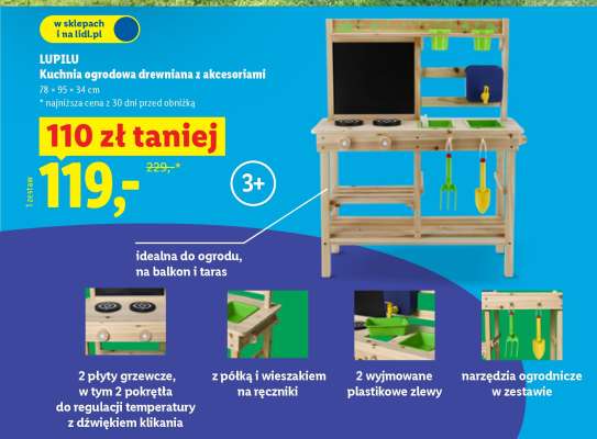 LUPILU Kuchnia ogrodowa drewniana z akcesoriami