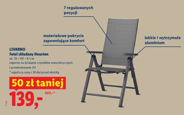 LIVARNO Fotel składany Houston