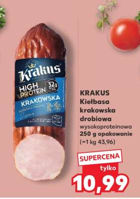 KRAKUS Kiełbasa krakowska drobiowa wysokoproteinowa 250 g opakowanie
