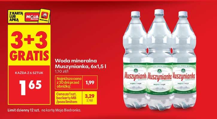 Woda mineralna Muszynianka, 6x1,5 l