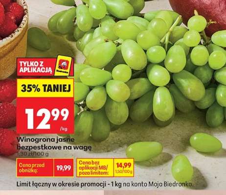 Winogrona jasne bezpestkowe na wagę