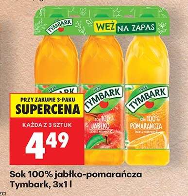 Sok 100% jabłko-pomarańcza Tymbark, 3x1 l