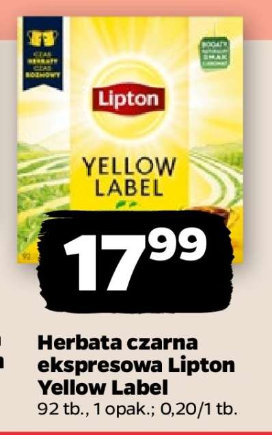 Herbata czarna ekspresowa Lipton Yellow Label