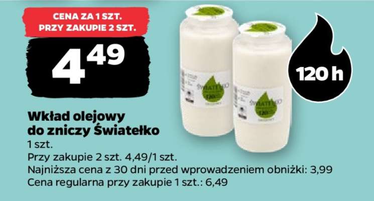 Wkład olejowy do zniczy Światełko