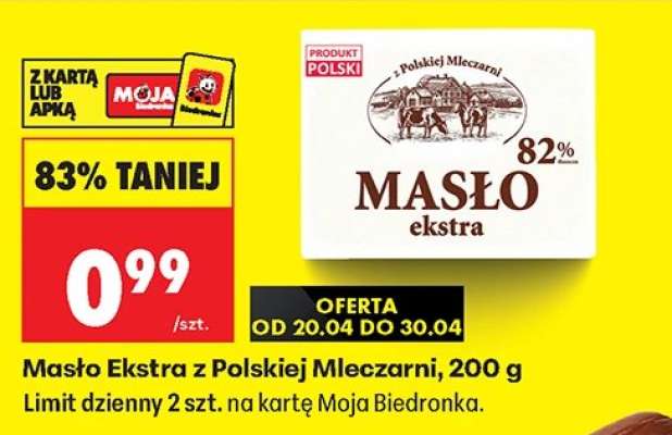 Masło Ekstra z polskiej mleczarni, 200 g