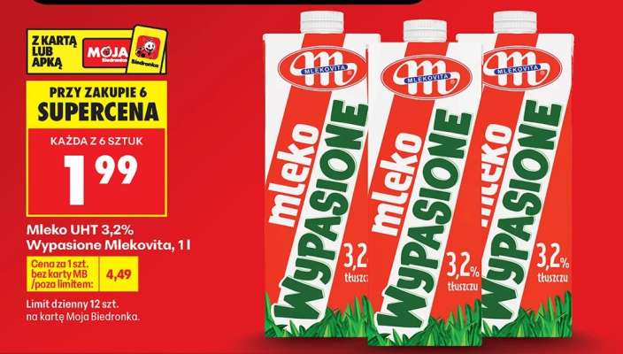 Mleko UHT 3,2 Wypasione Mlekovita 1l