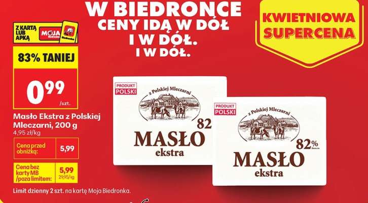 Masło Ekstra z polskiej mleczarni, 200 g