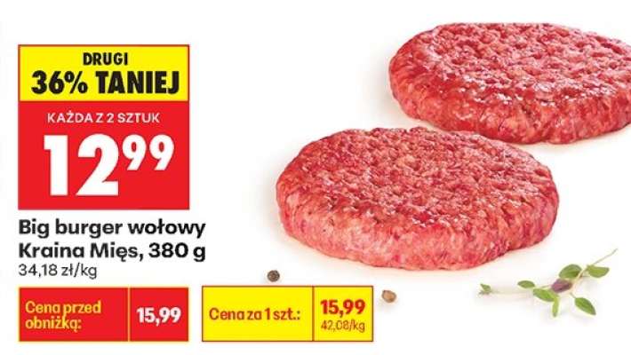 Big burger wołowy Kraina Mięs, 380 g