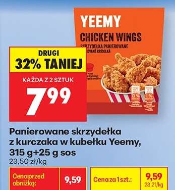 Panierowane skrzydełka z kurczaka w kubku Yeemy, 315 g+25 g sos