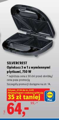 SILVERCREST Opiekacz 3 w 1 z wymiennymi płytkami, 750 W