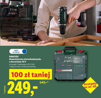 PARKSIDE Akumulatorowa wiertarkowkrętarka z akcesoriami, 20 V