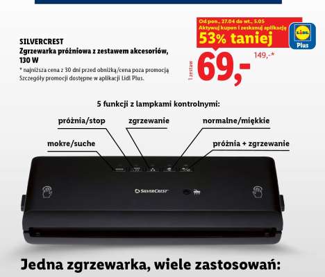 Silvercrest Zgrzewarka próżniowa z zestawem akcesoriów, 130 W