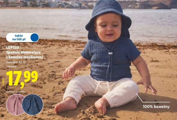 LUPILU Spodnie niemowlęce z bawełny muślinowej