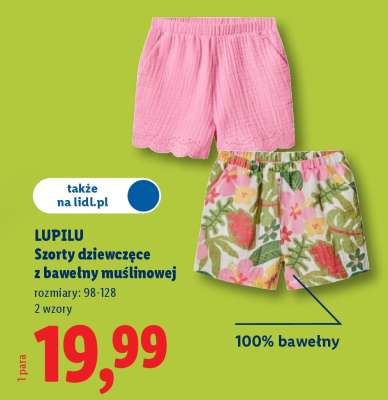 LUPILU Szorty dziewczęce z bawełny muślinowej