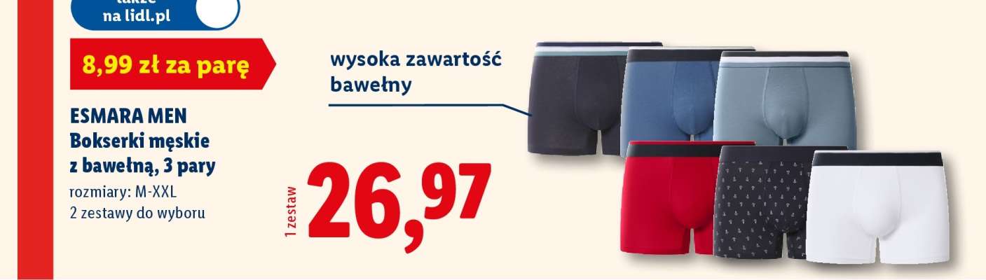 Esmara men Bokserki męskie z bawełną, 3 pary