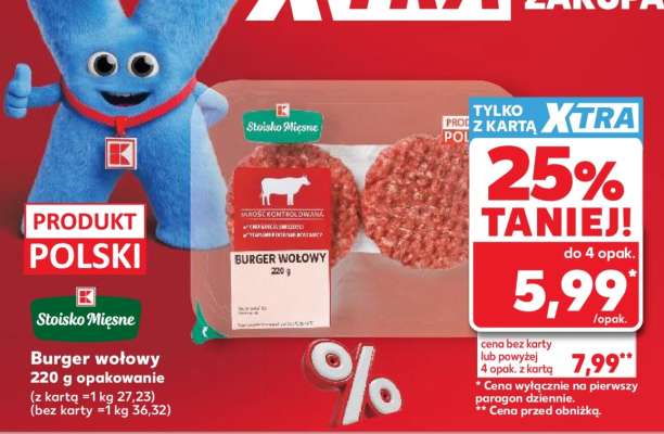 Burger wołowy 220 g opakowanie