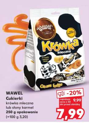 WAWEL Cukierki krówka mleczna lub słony karmel 250 g opakowanie