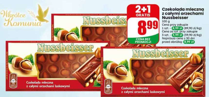 Czekolada mleczna z całymi orzechami Nussbeisser