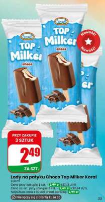 Lody na patyku Choco Top Milker Koral