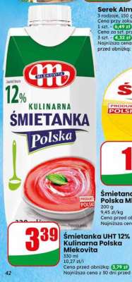Śmietanka UHT 12% kulinarna polska Mlekovita