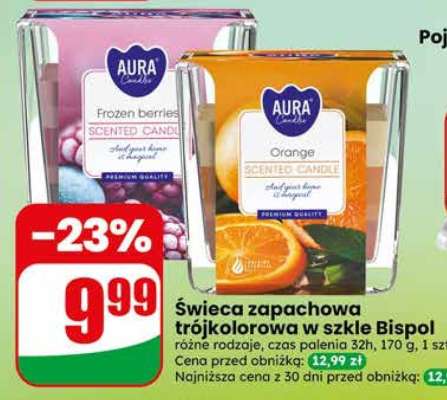 Świeca zapachowa trójkolorowa w szkle Bispol