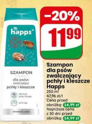Szampon dla psów zwalczający pchy i kleszcze Happs