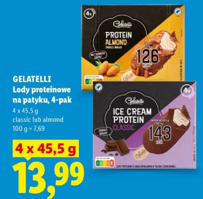 GELATELLI Lody proteinowe na patyku, 4-pak