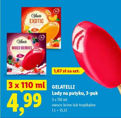 GELATELLI Lody na patyku, 3-pak