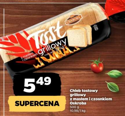 Chleb tostowy grillowy z masłem i czosnkiem Oskroba