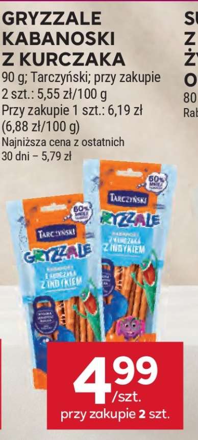 Gryzzale kabanoski z kurczaka