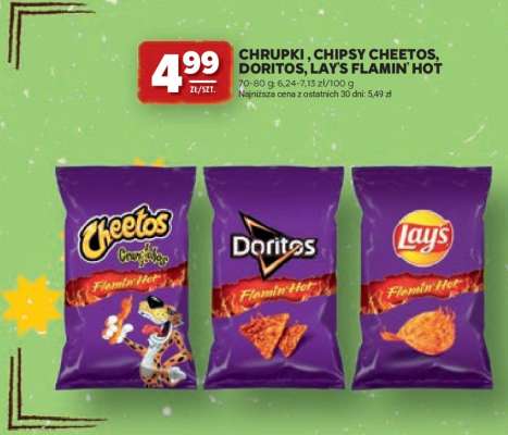 Chrupki, Chipsy Cheetos, Doritos, Lay's Flamin' Hot