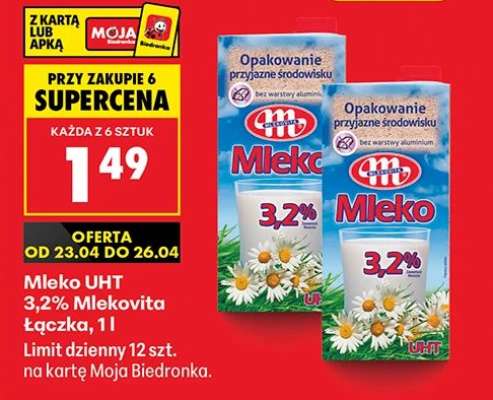 Mleko UHT 3,2% Mlekovita Łączka, 1l