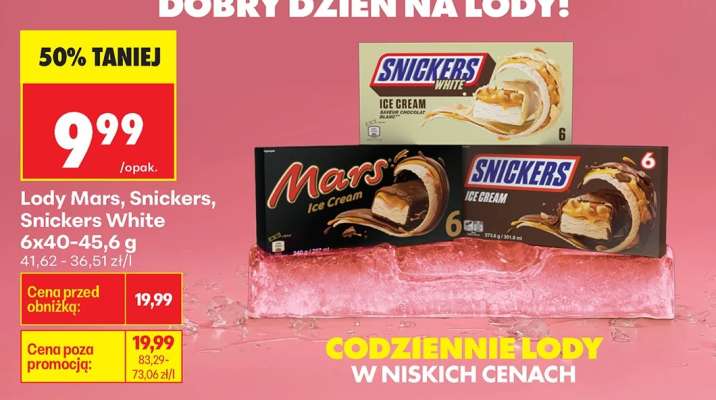 Lody Mars, Snickers, Snickers White 6x40-45,6 g