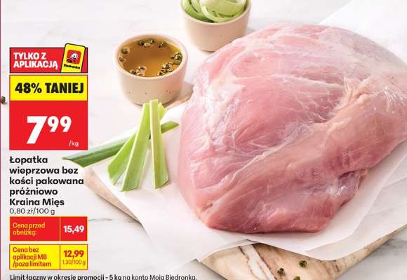 Łopatka wieprzowa bez kości pakowana próżniowo Kraina Mięs