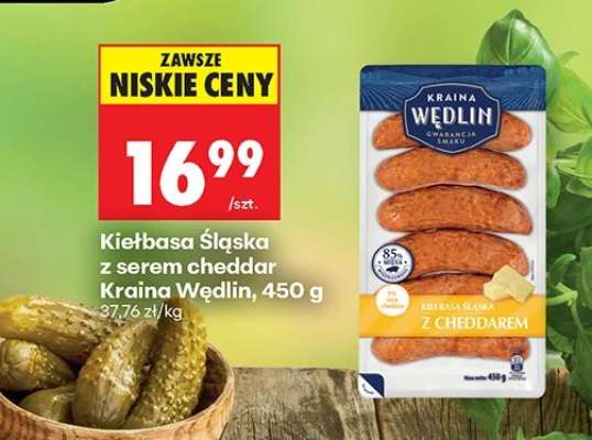 Kiełbasa Śląska z serem cheddar Kraina Wędlin, 450 g