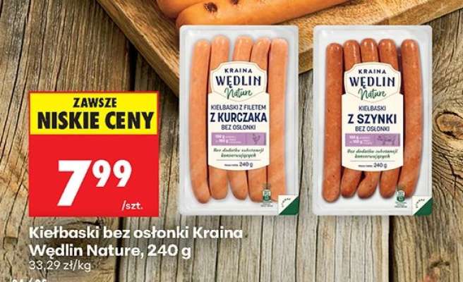 Kiełbaski bez osłonki Kraina Wędlin Nature, 240 g