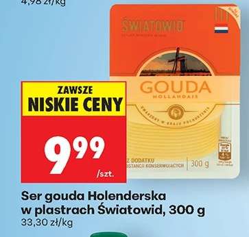 Ser Gouda holenderska w plastrach Światowid, 300 g