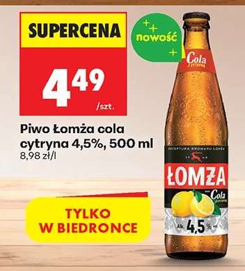 Piwo Łomża cola cytryna 4,5%, 500 ml