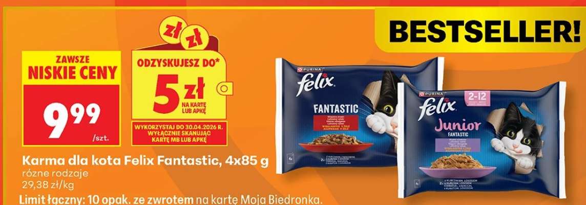Karma dla kota Felix Fantastic 4x85 g