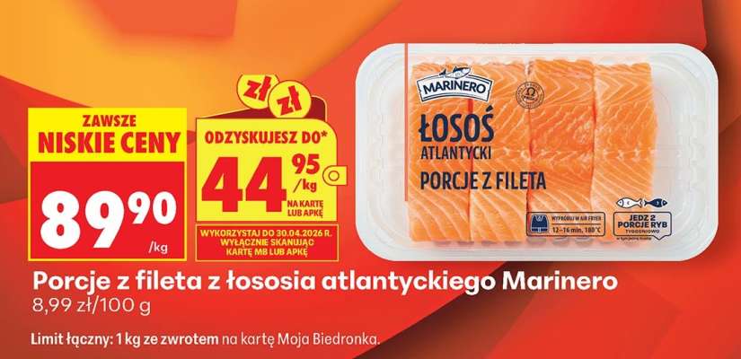 Porcje z fileta z łososia atlantyckiego Marinero