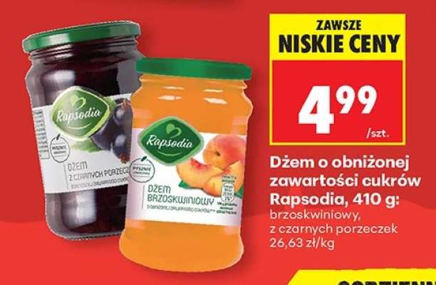 Dżem o obniżonej zawartości cukrów Rapsodia 410 g