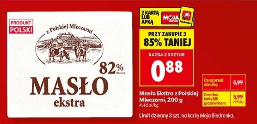 Masło Ekstra z polskiej mleczarni, 200 g