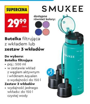 Butelka filtrująca z wkładem lub zestaw 3 wkładów