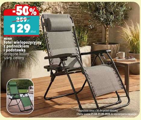 Fotel wielopozycyjny z podnóżkiem i podstawką