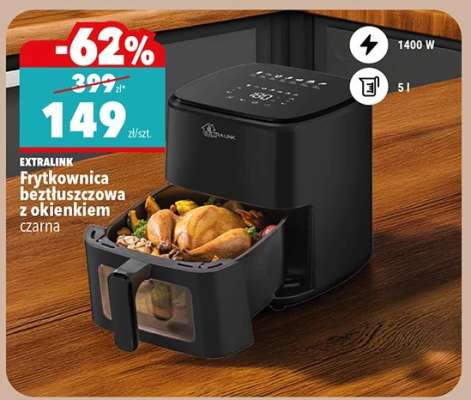 EXTRALINK Frytkownica beztłuszczowa z okienkiem czarna