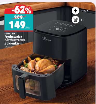 EXTRALINK Frytkownica beztłuszczowa z okienkiem czarna