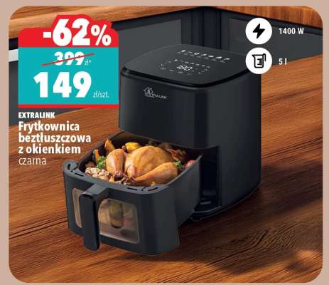 EXTRALINK Frytkownica beztłuszczowa z okienkiem czarna
