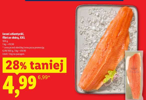 Łosoś atlantycki, filet ze skórą, XXL